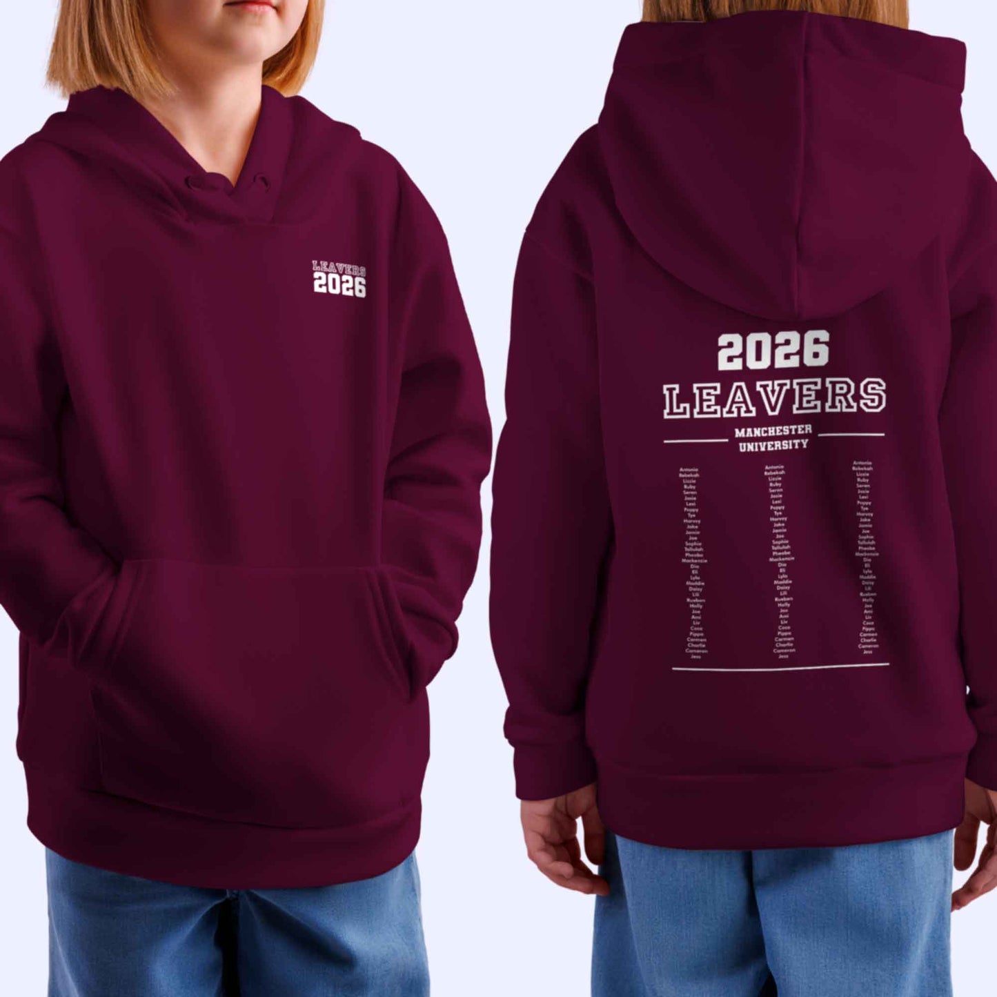 Personalised LEAVERS Hoodie 2026 Kids Primary School Student Names