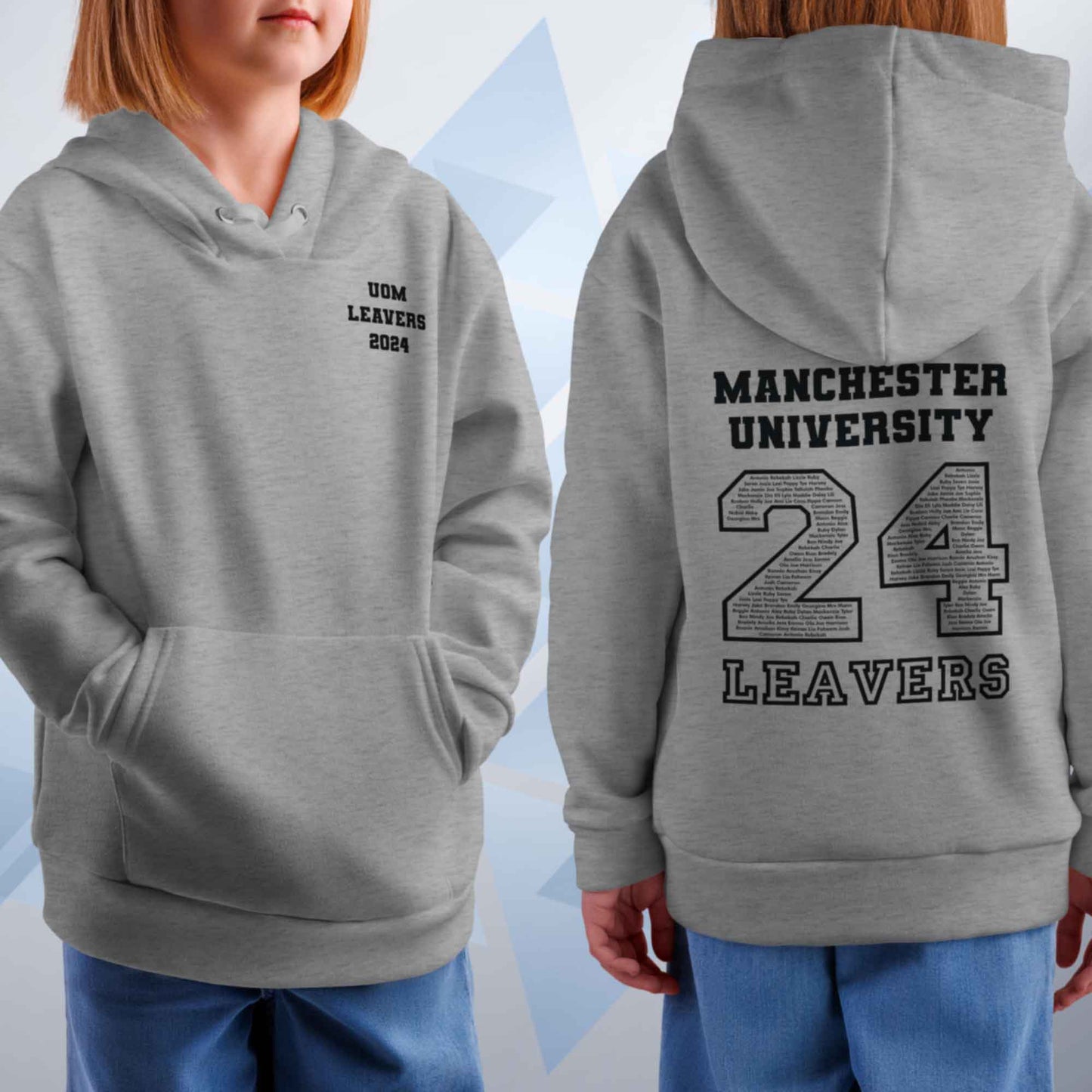 Personalised LEAVERS 2024 Name Below Kids Hoodie Custom Names