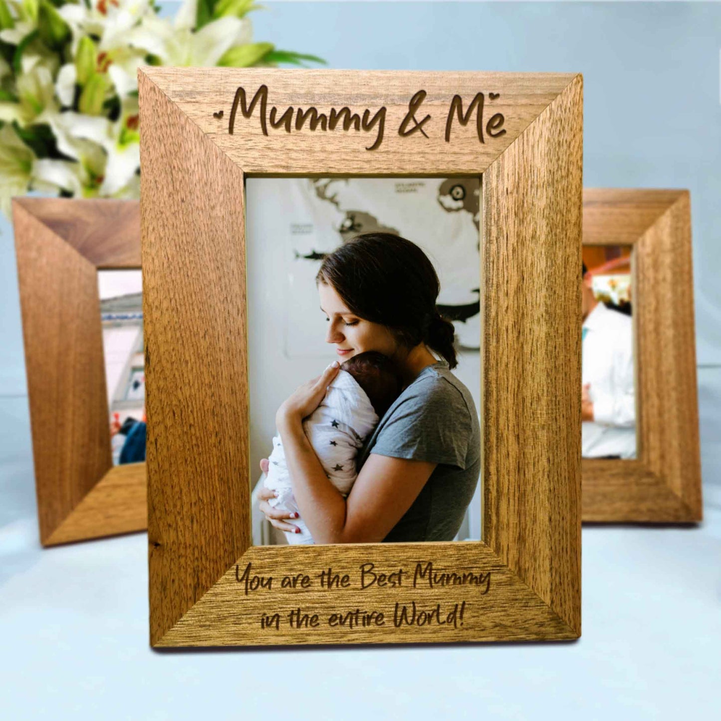 Personalised Mummy and Me Photo Frame Oak Frame