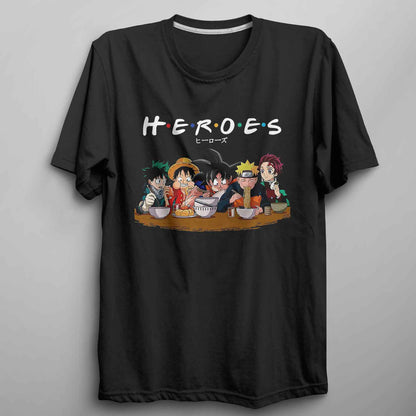 Anime Heroes T Shirt Unisex Anime Shirt Goku, Luffy, Naruto, Tanjiro, Izuku - FLUX DESIGNS