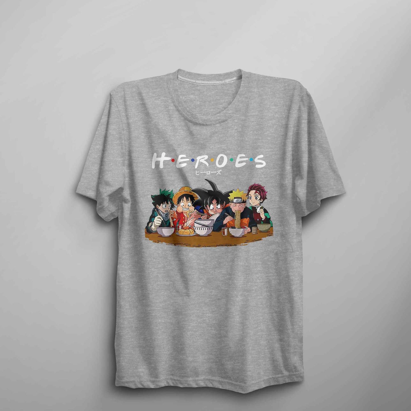 Anime Heroes T Shirt Unisex Anime Shirt Goku, Luffy, Naruto, Tanjiro, Izuku - FLUX DESIGNS