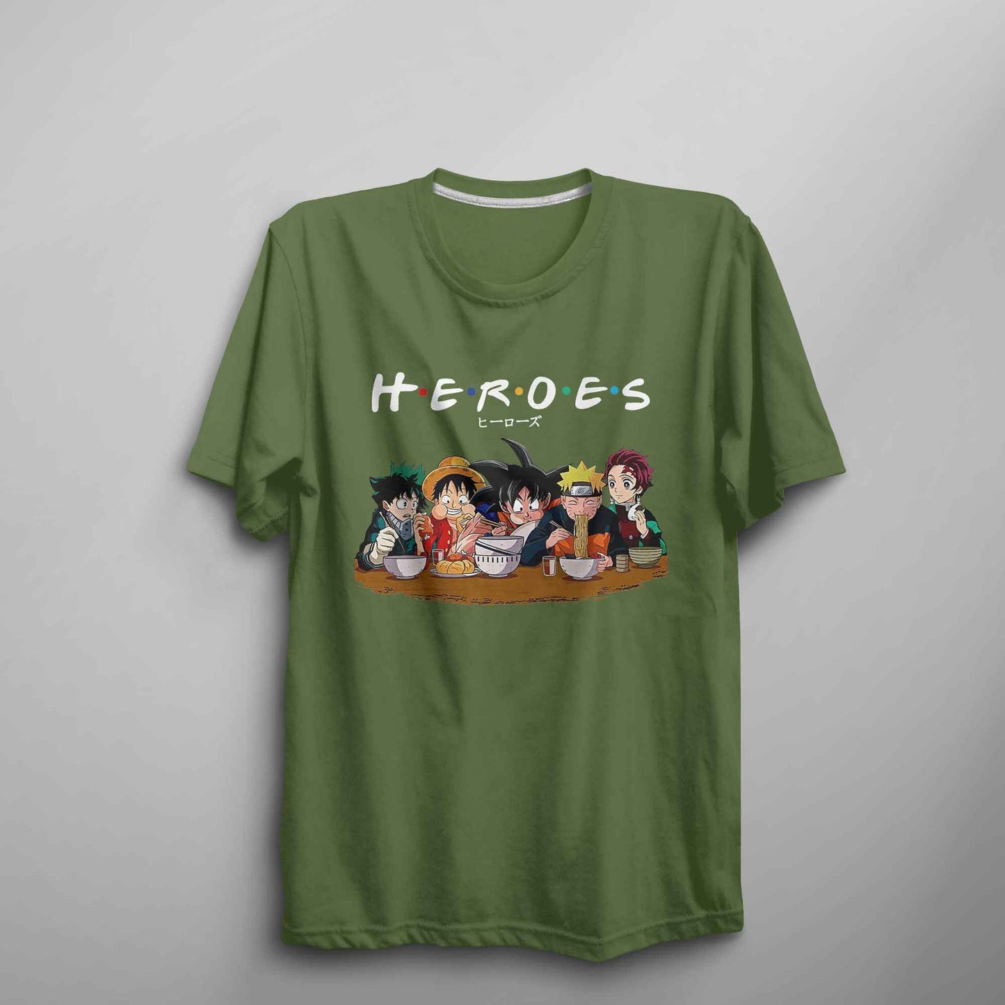 Anime Heroes T Shirt Unisex Anime Shirt Goku, Luffy, Naruto, Tanjiro, Izuku - FLUX DESIGNS