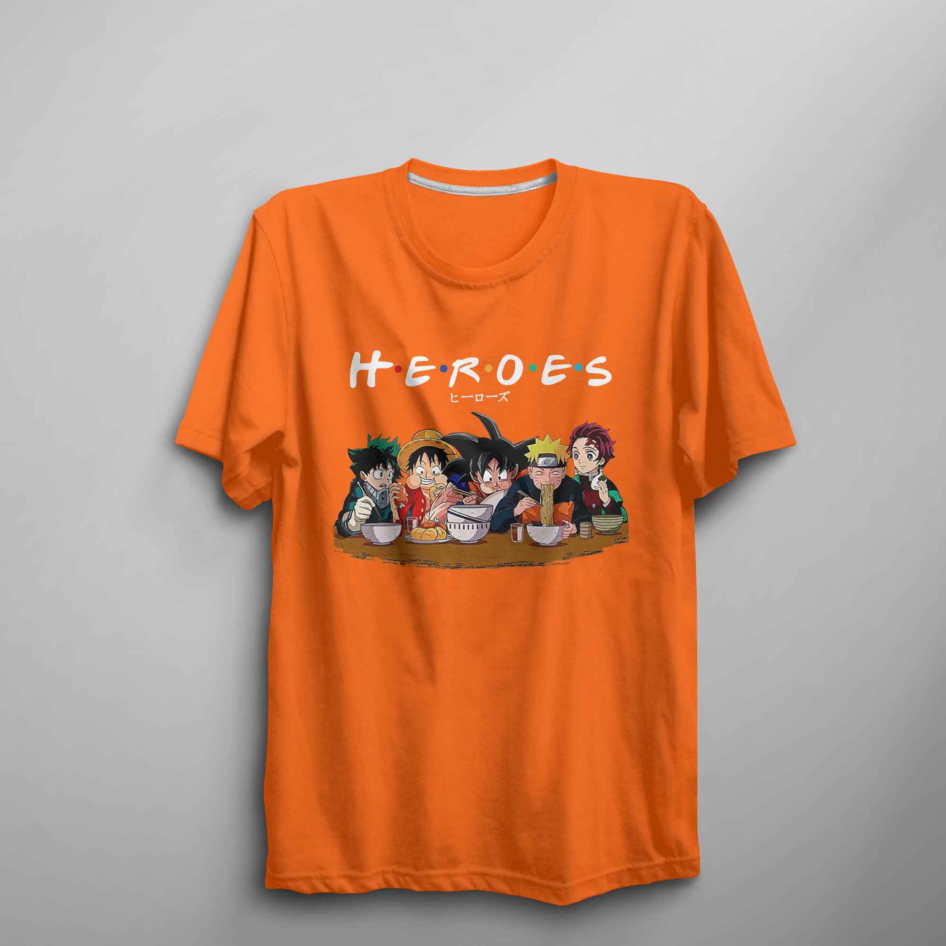 Anime Heroes T Shirt Unisex Anime Shirt Goku, Luffy, Naruto, Tanjiro, Izuku - FLUX DESIGNS