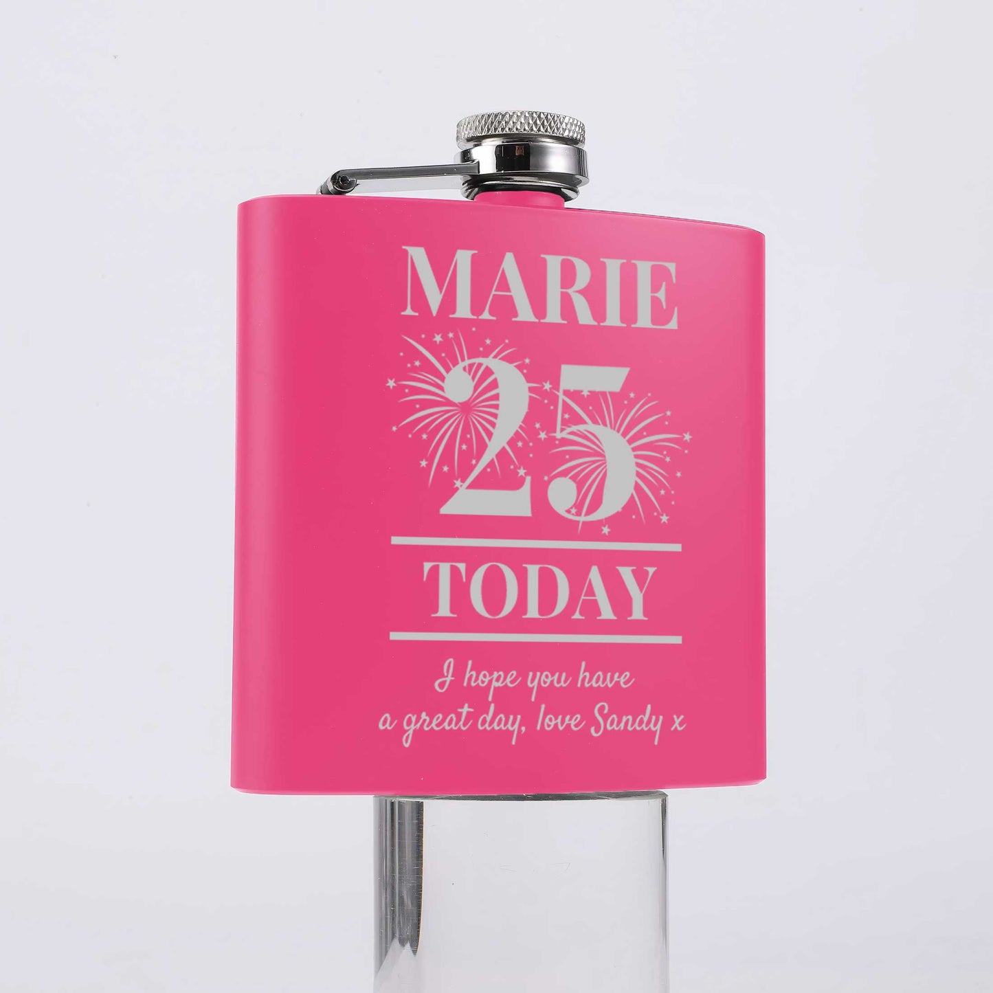 Personalised Birthday Fireworks 6oz Steel Hip Flask