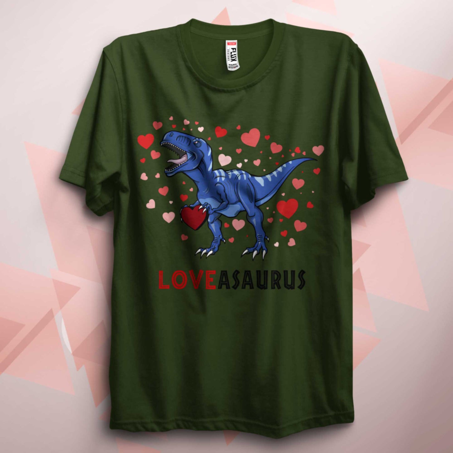 Valentines Loveasaurus Blue Dinosaur T Shirt