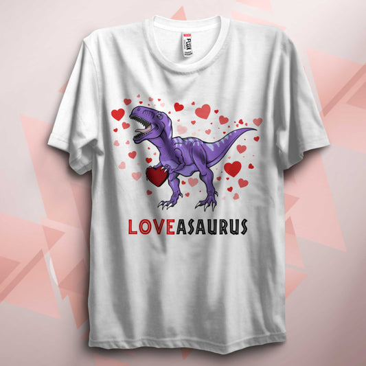 Valentines Loveasaurus Purple Dinosaur T Shirt