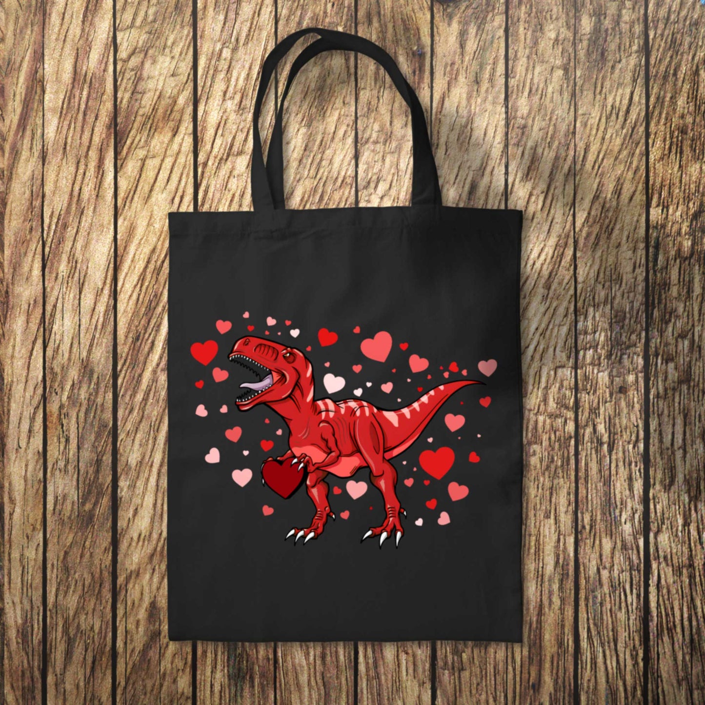 Red Dinosaur Hearts Tote Bag 10L Bag