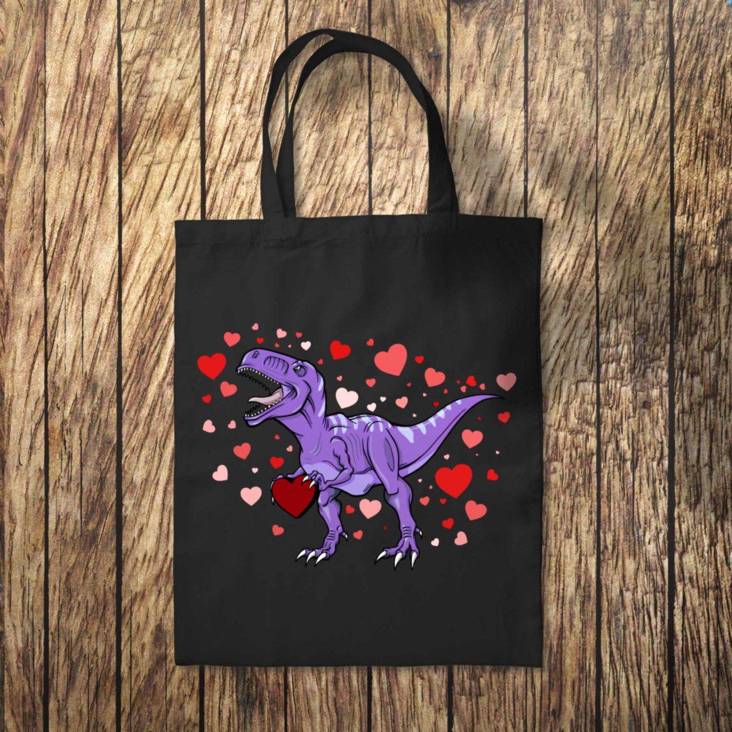 Purple Dinosaur Hearts Tote Bag 10L Bag