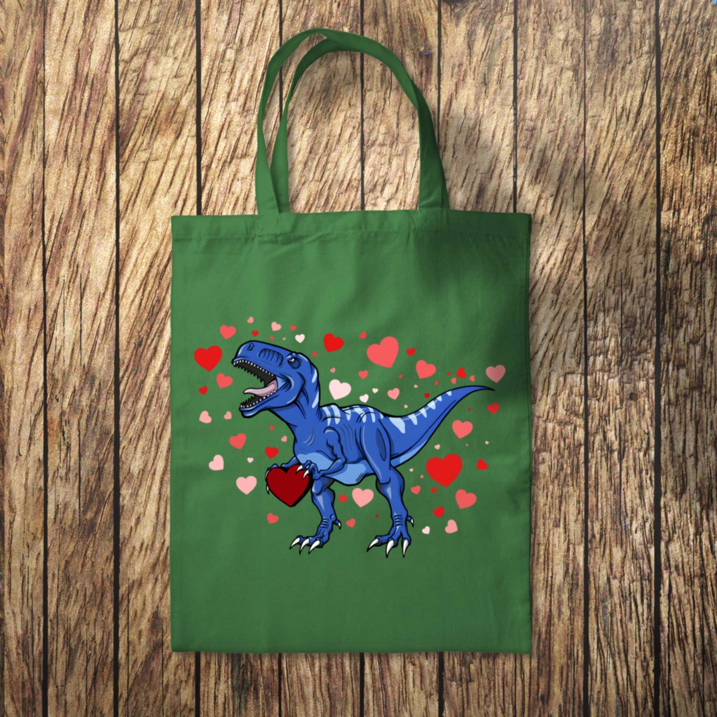 Blue Dinosaur Hearts Tote Bag 10L Bag