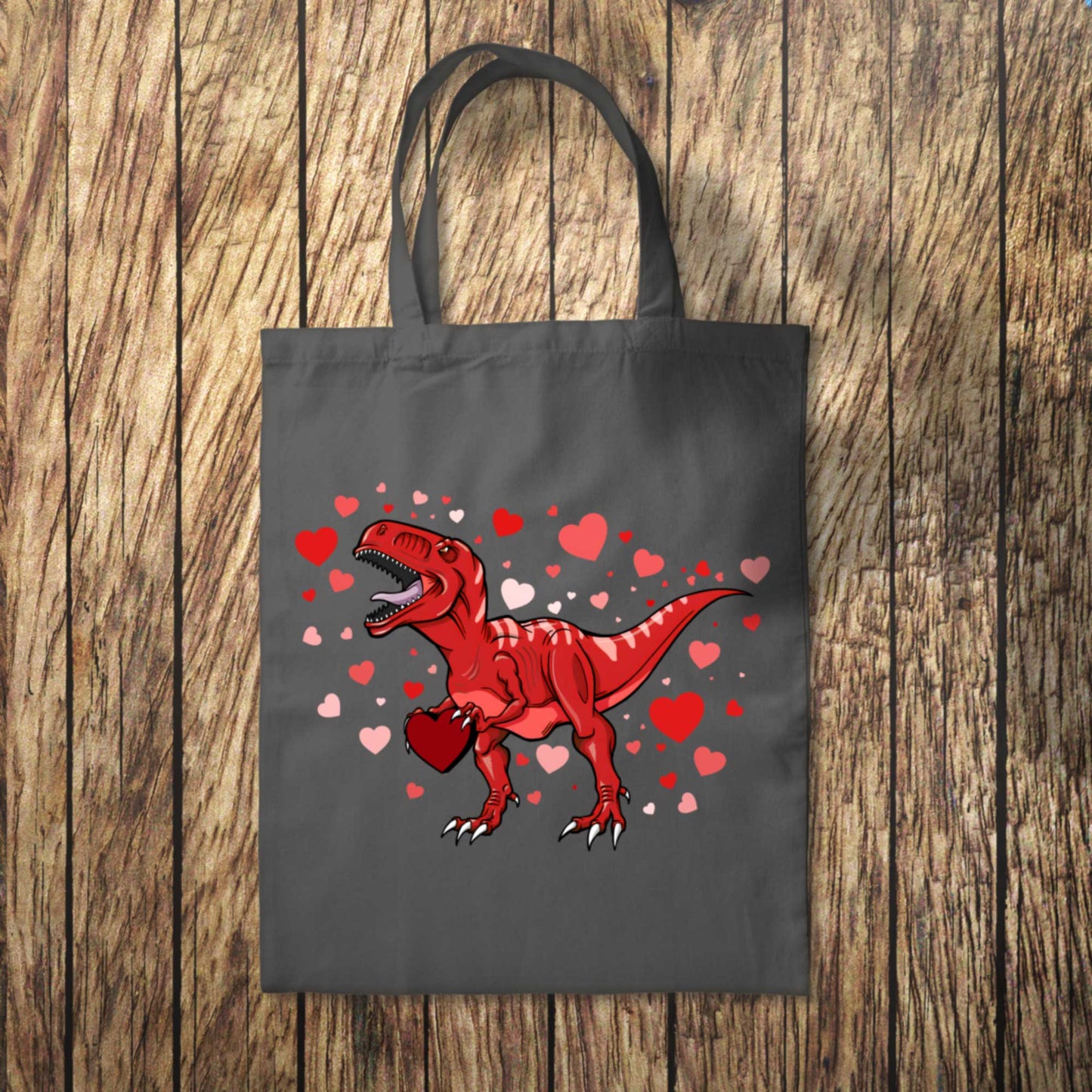 Red Dinosaur Hearts Tote Bag 10L Bag