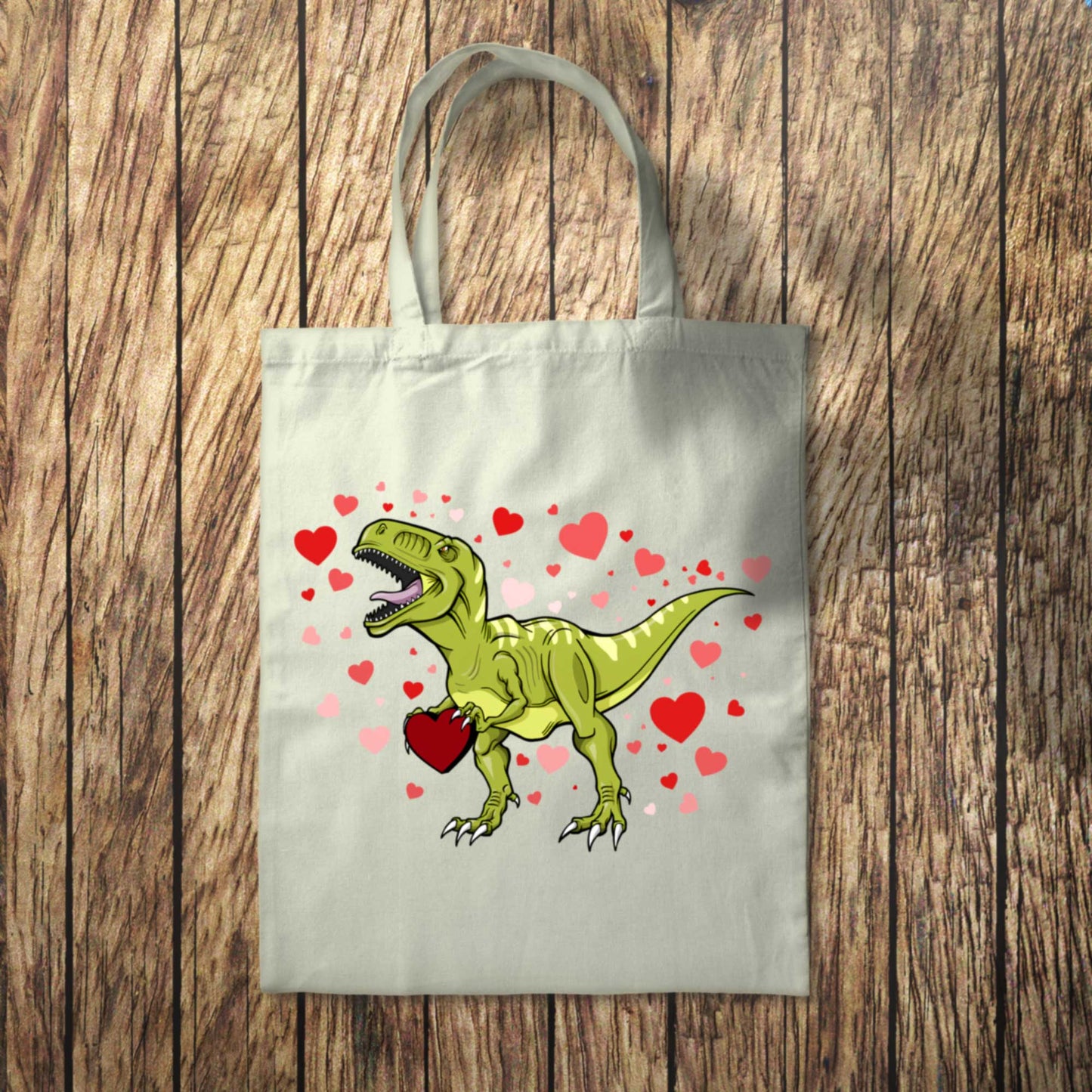 Light Dinosaur Hearts Tote Bag 10L Bag