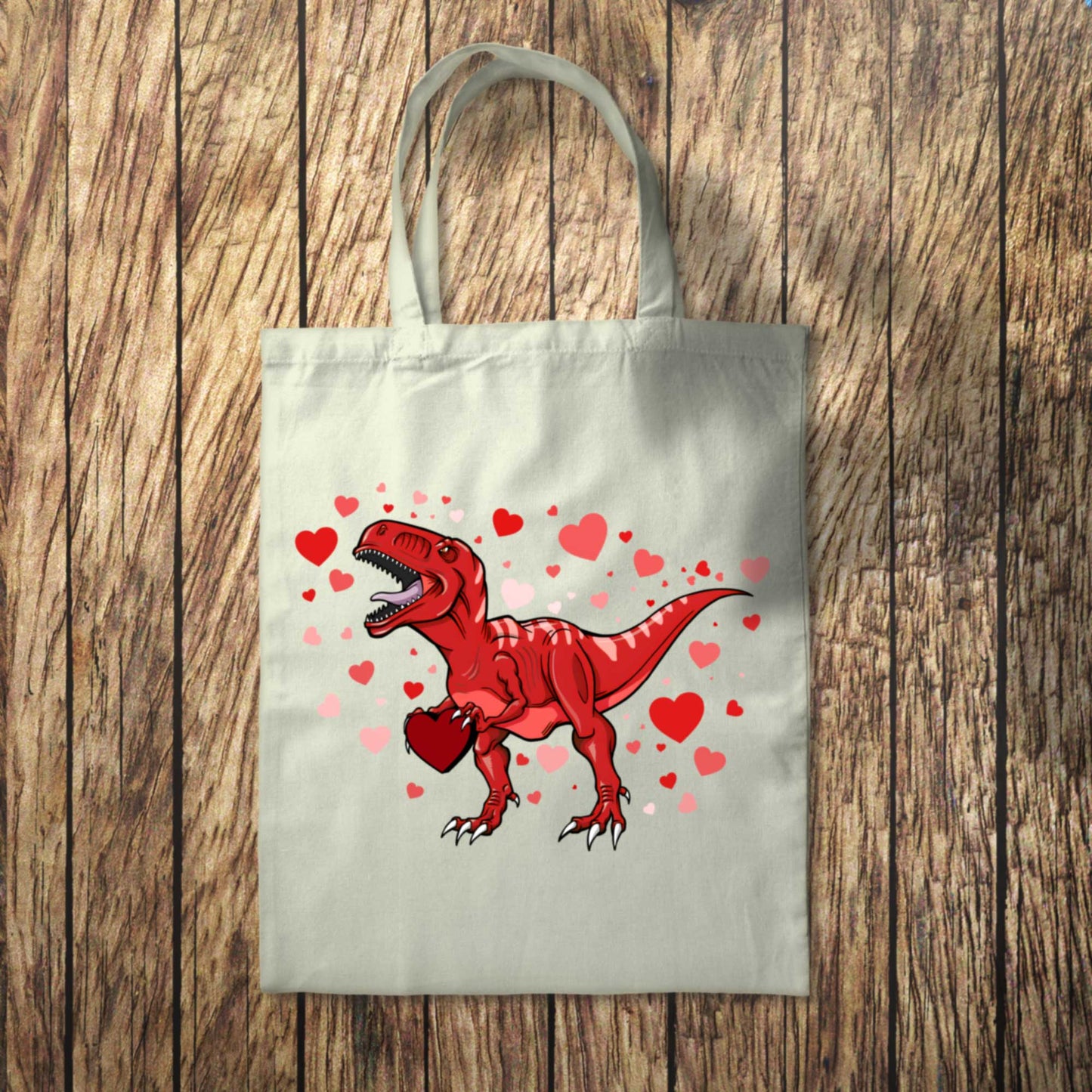 Red Dinosaur Hearts Tote Bag 10L Bag