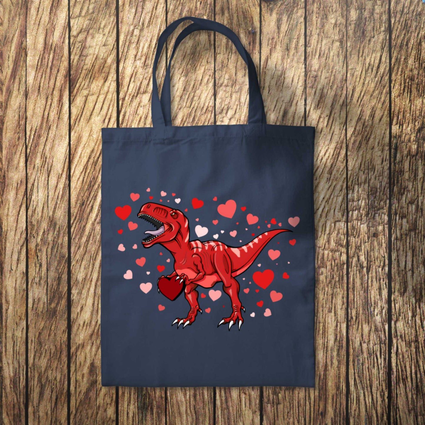 Red Dinosaur Hearts Tote Bag 10L Bag