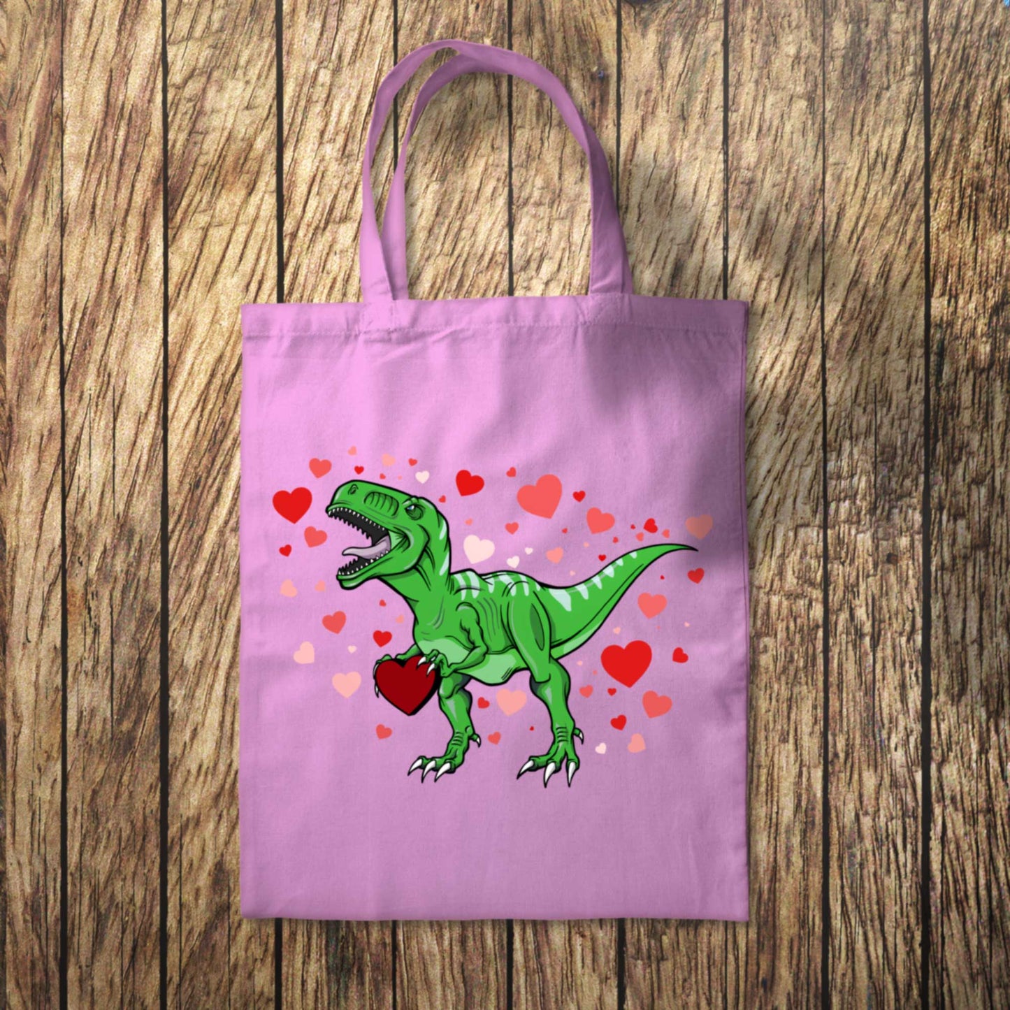 Green Dinosaur Hearts Tote Bag 10L Bag