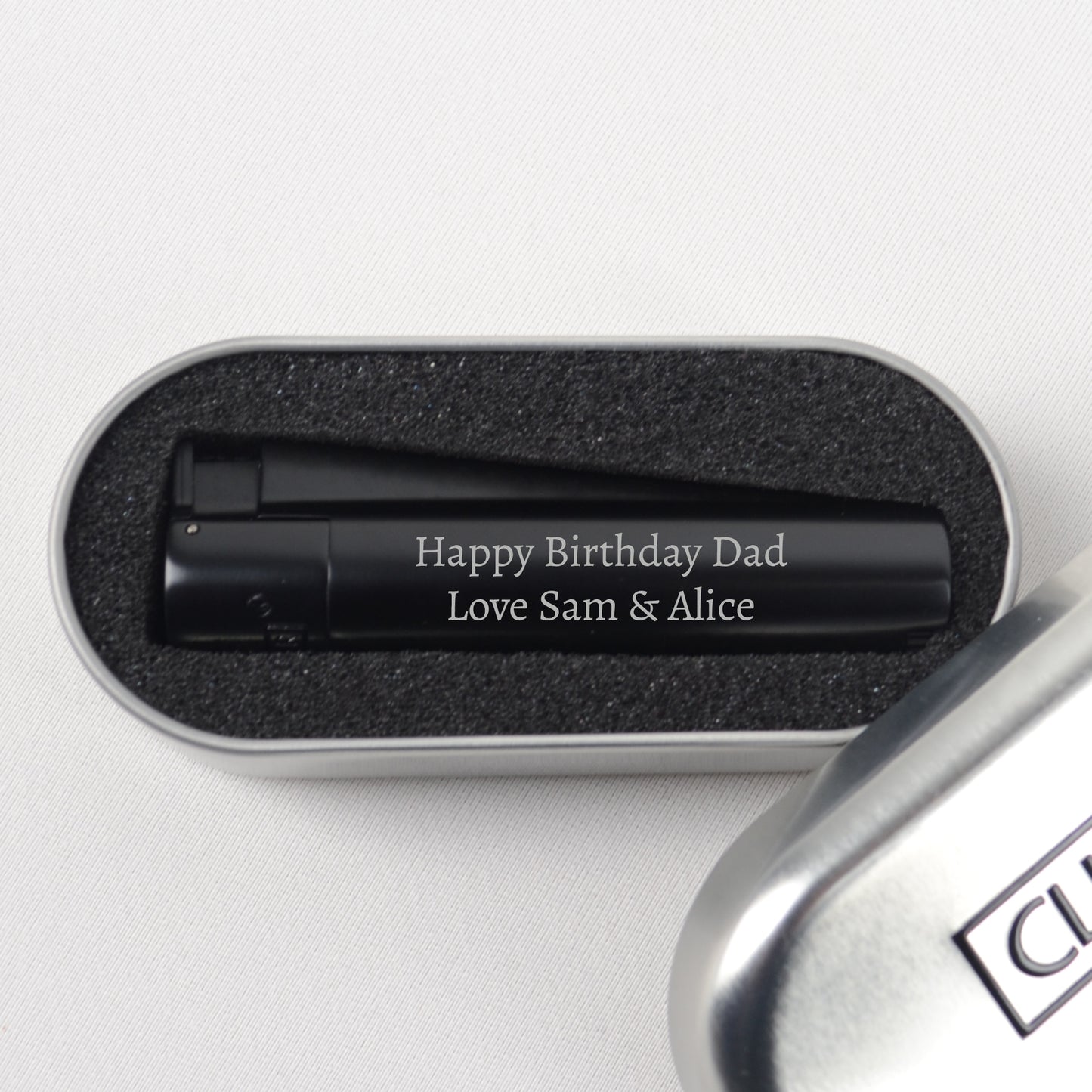 Personalised Black Jet Lighter Any 2 Line Message - FLUX DESIGNS