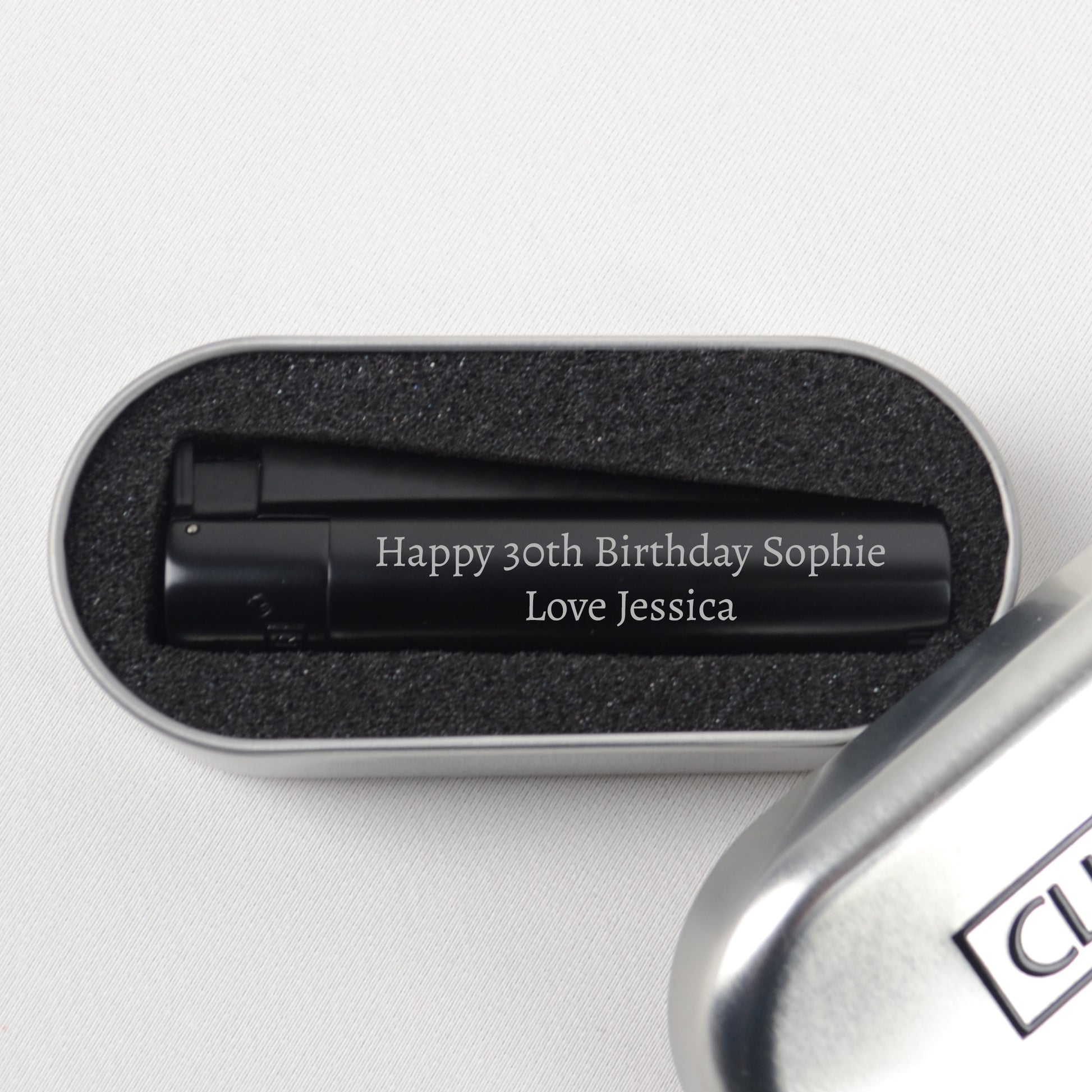 Personalised Black Jet Lighter Any 2 Line Message - FLUX DESIGNS