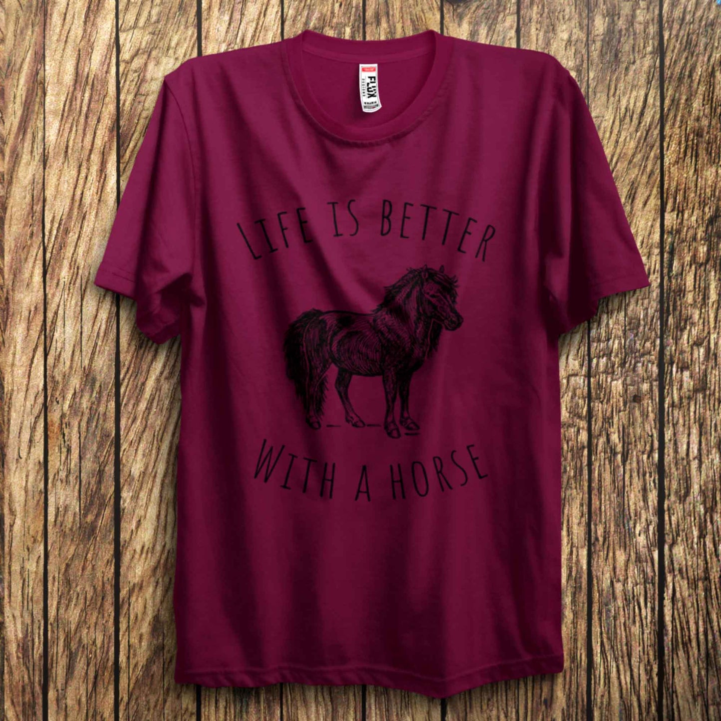 Life Is better With A Horse Circular Design T Shirt