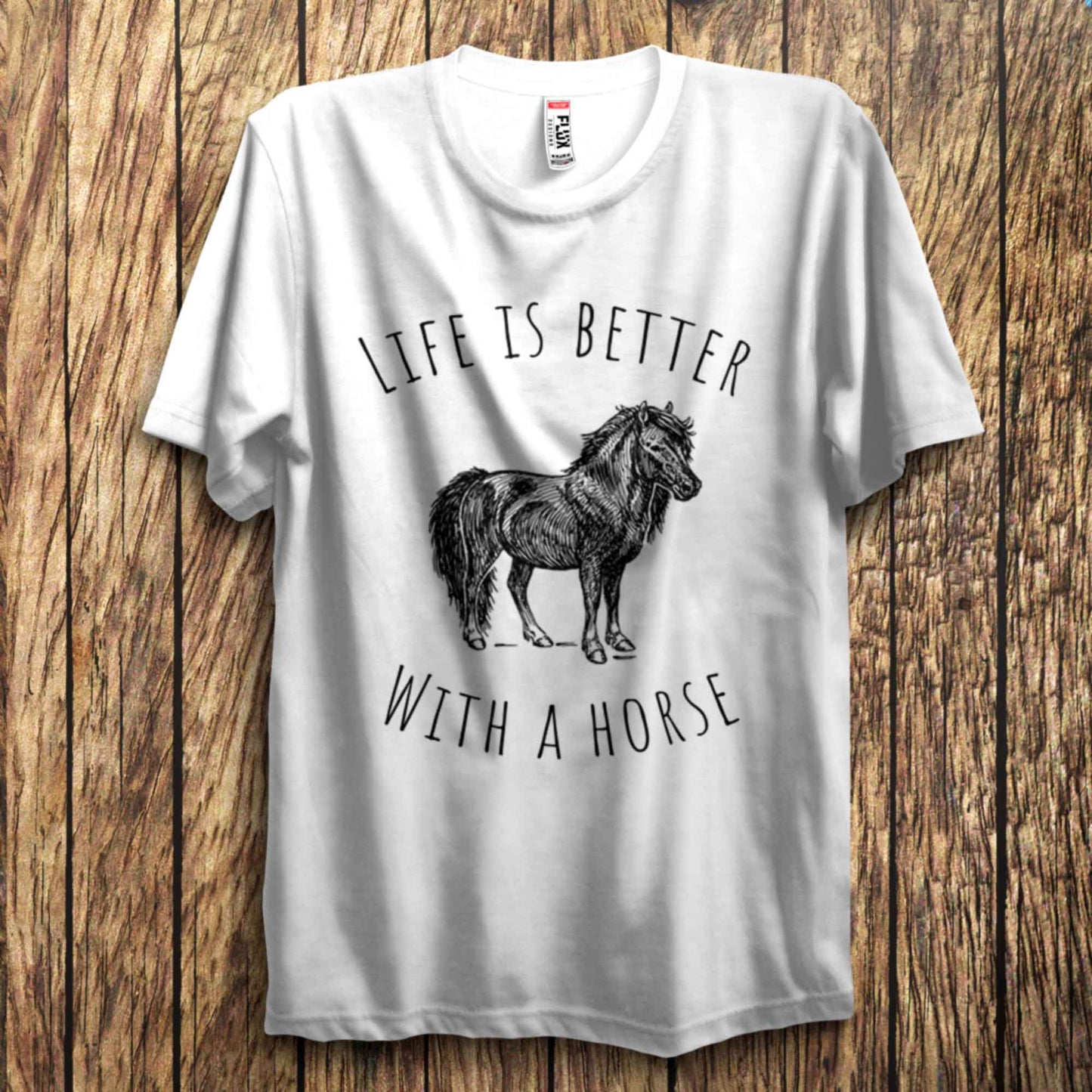 Life Is better With A Horse Circular Design T Shirt