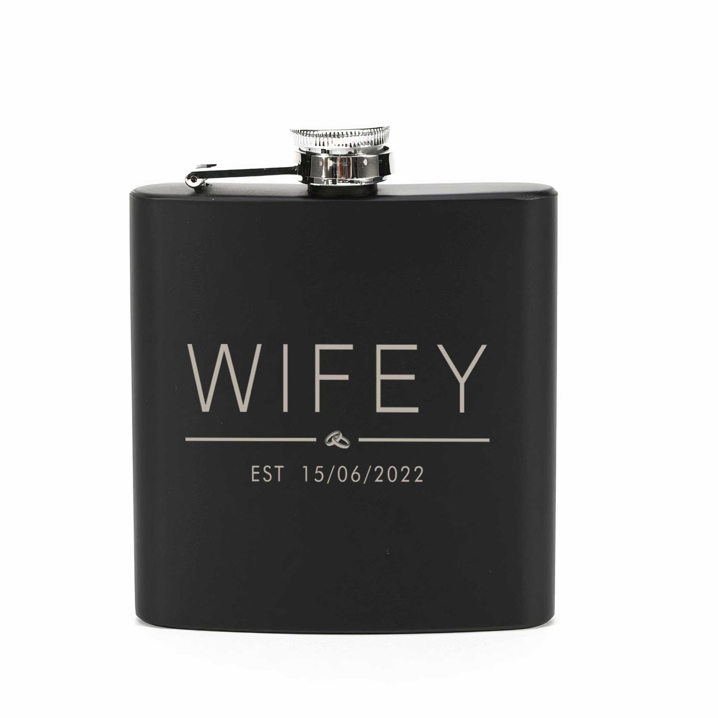 Personalised Wifey Hubby Established Hip Flask 6oz