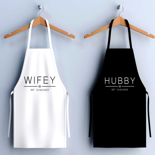 Personalised Wifey Hubby Established Apron