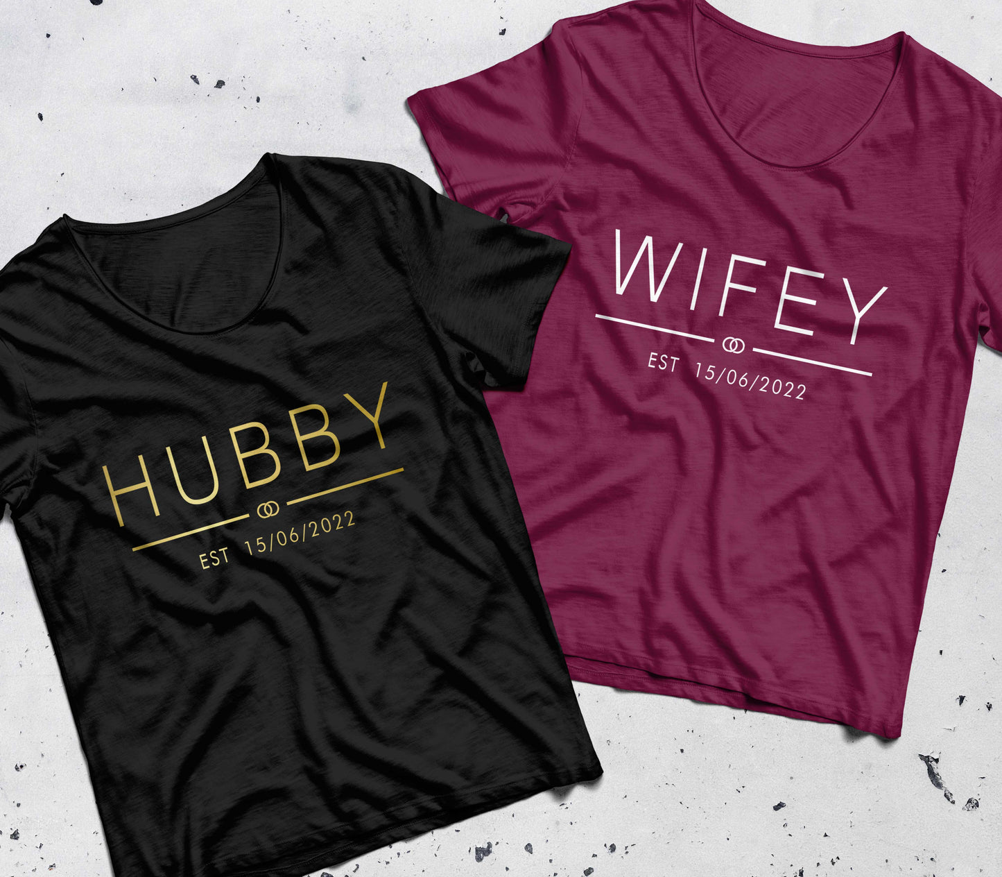 Personalised Wifey Hubby Unisex T Shirt Est