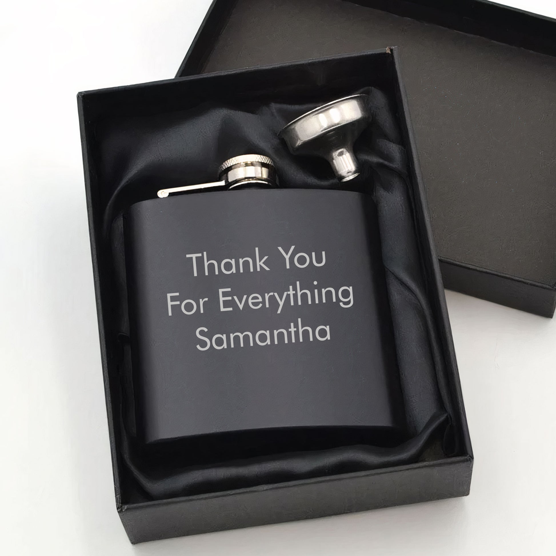 Personalised Hip Flask 6oz Any Message Black Flask - FLUX DESIGNS