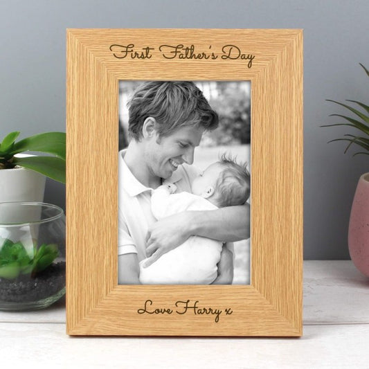 Personalised Photo Frame 5x7 Oak Wood Frame - FLUX DESIGNS