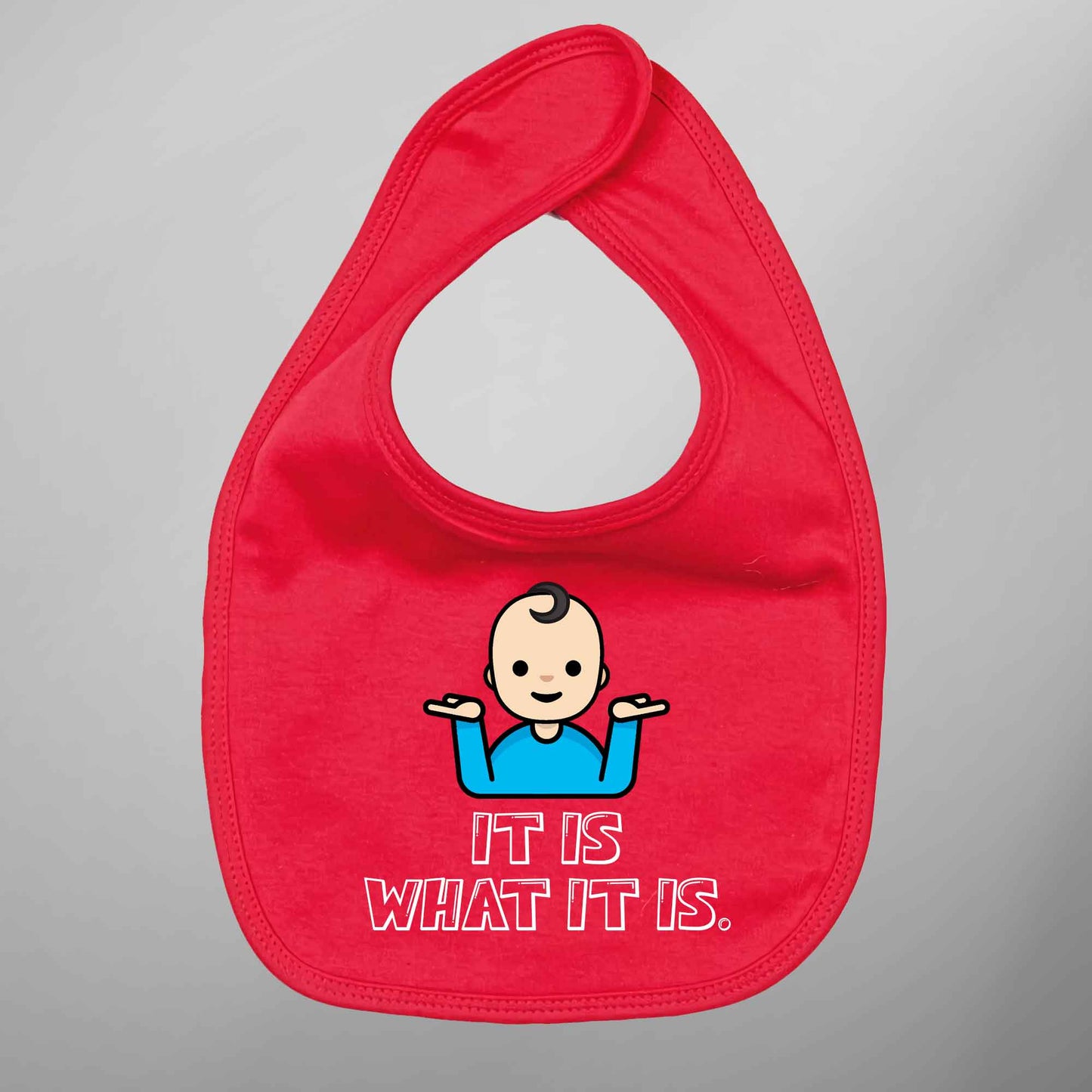 Baby Bib 'It Is What It Is' Emoji - FLUX DESIGNS